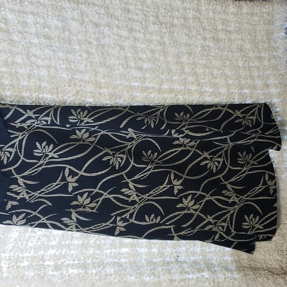 Vintage midi dress with built in vest and waist tie. Navy with cream floral med - Picture 5 of 12